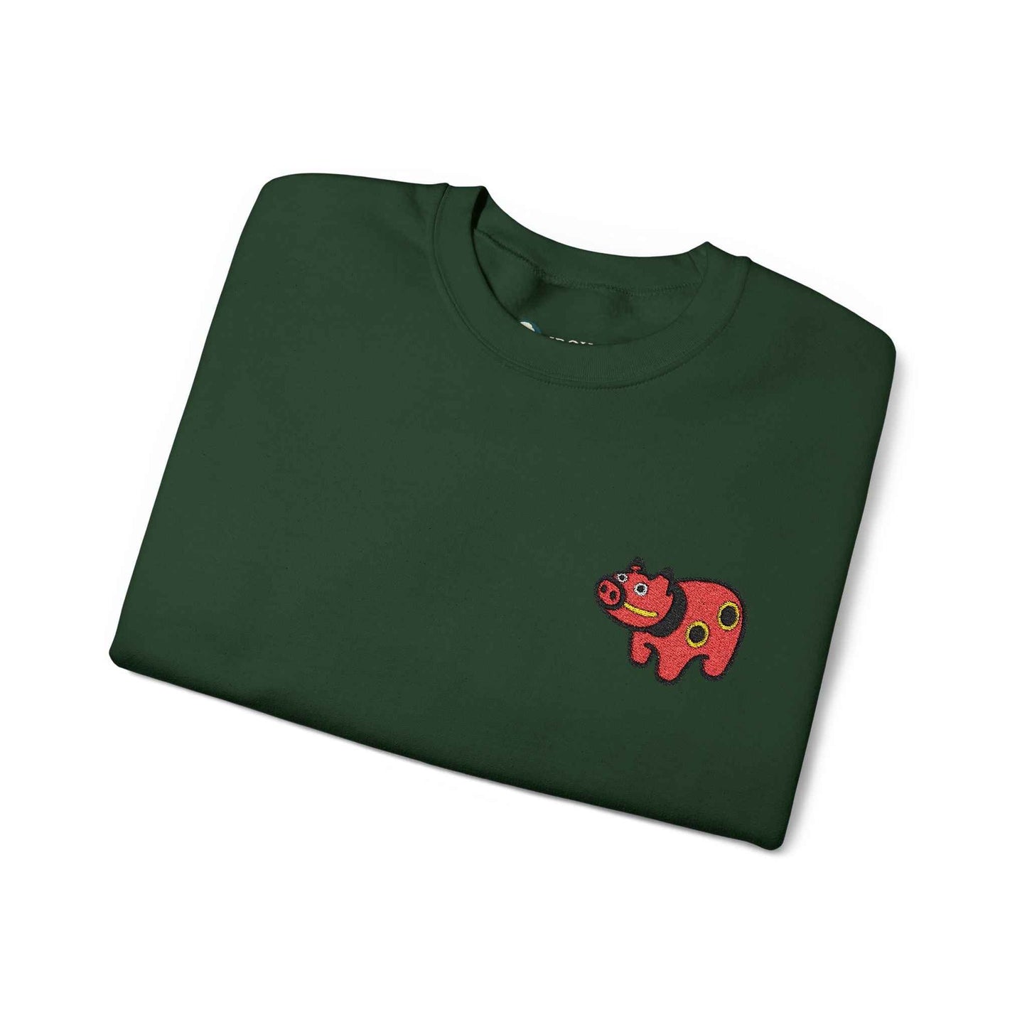 Akabeko Embroidery Sweatshirt - Japanese Lucky Cow by IROHA studio
