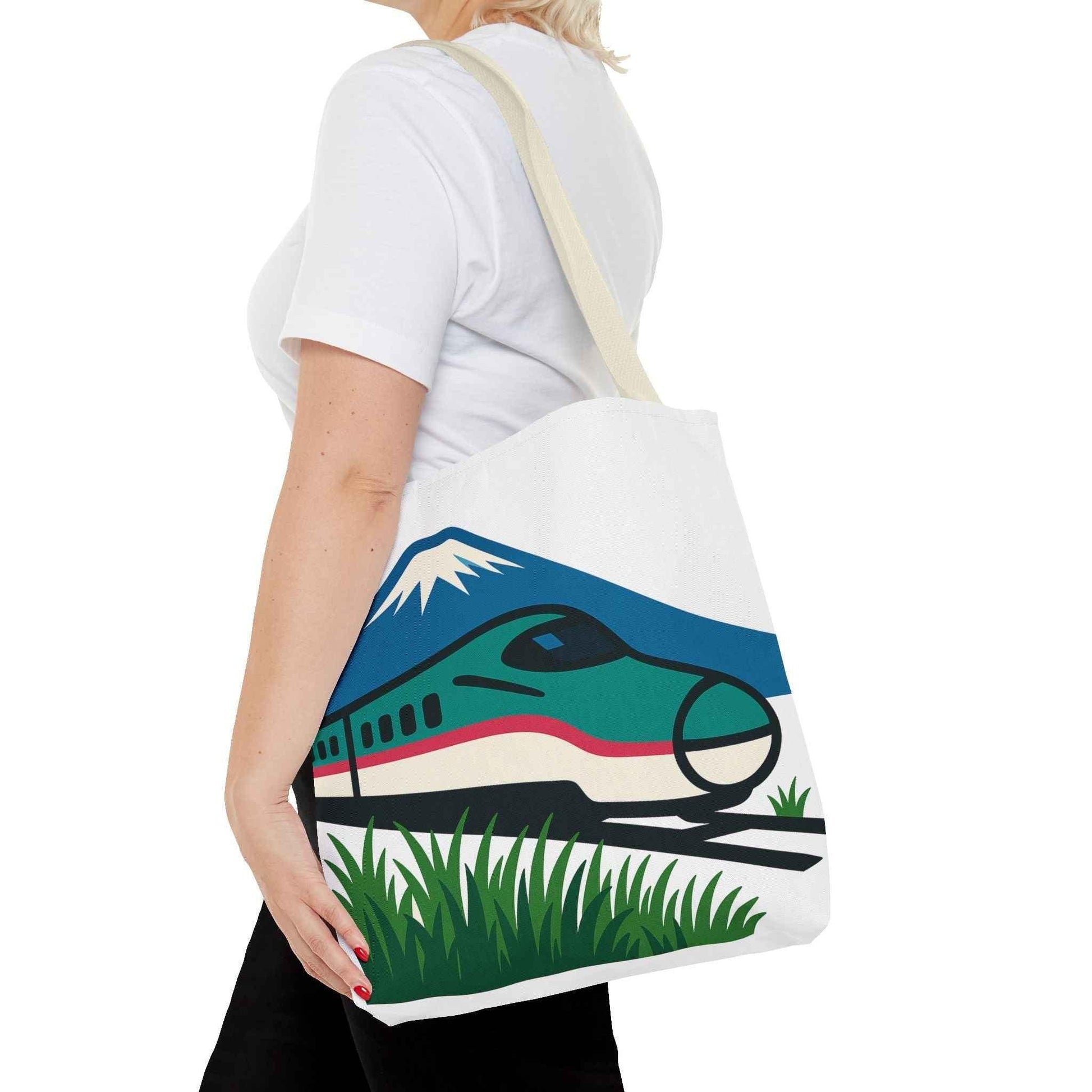 Shinkansen Hayabusa Tote Bag -Japanese Train illustration by IROHA studio