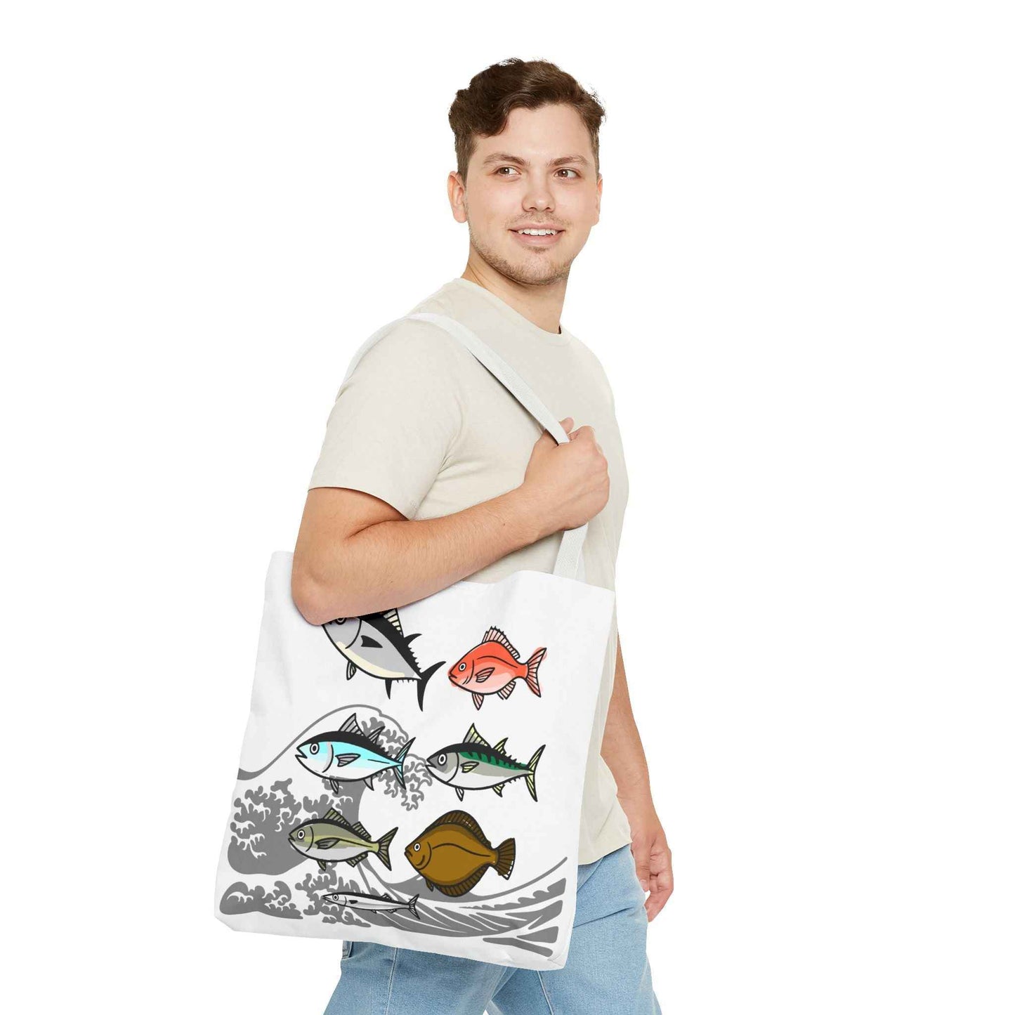 Fishermen Tote Bag- Japanese Fish Illustration Perfect for, Fishmongers and Ocean Lovers by IROHA studio