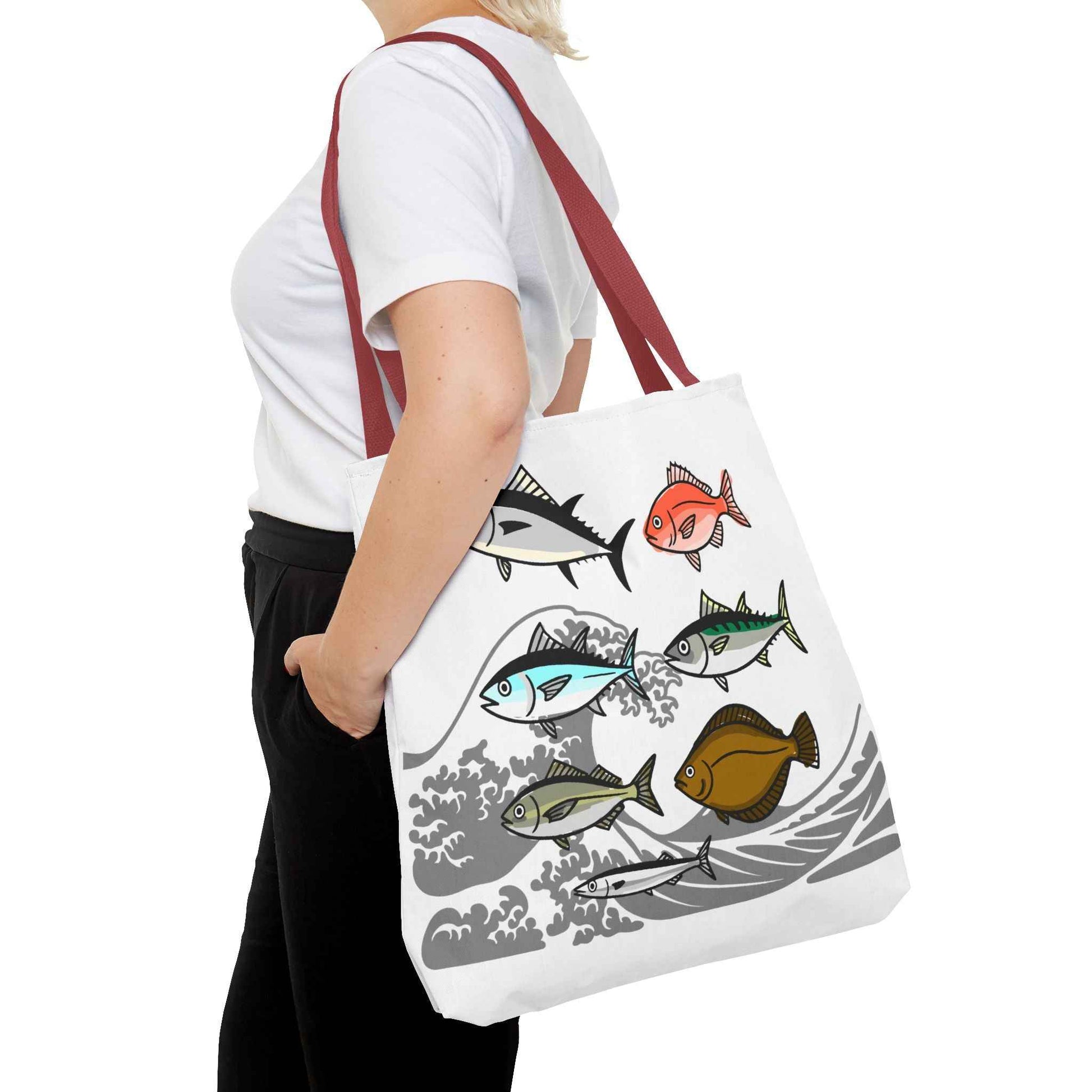 Fishermen Tote Bag- Japanese Fish Illustration Perfect for, Fishmongers and Ocean Lovers by IROHA studio