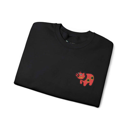 Akabeko Embroidery Sweatshirt - Japanese Lucky Cow by IROHA studio