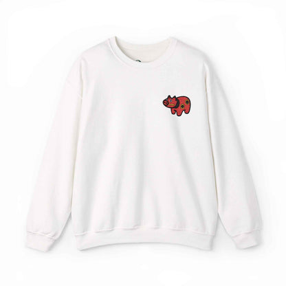 Akabeko Embroidery Sweatshirt - Japanese Lucky Cow White by IROHA studio