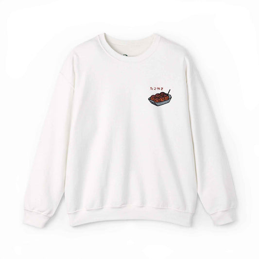 Takoyaki Embroidered Sweatshirt Japanese Food Design White by IROHA studio