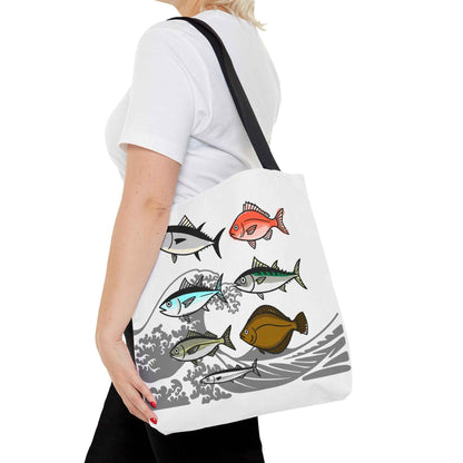 Fishermen Tote Bag- Japanese Fish Illustration Perfect for, Fishmongers and Ocean Lovers by IROHA studio