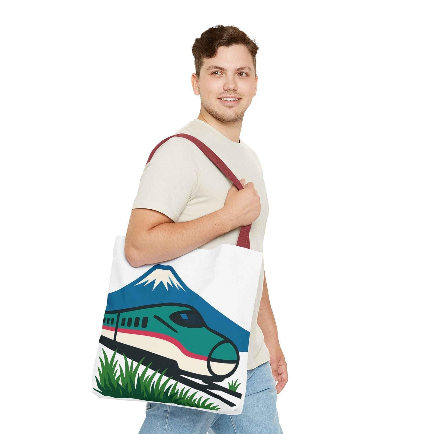 Shinkansen Hayabusa Tote Bag -Japanese Train illustration by IROHA studio
