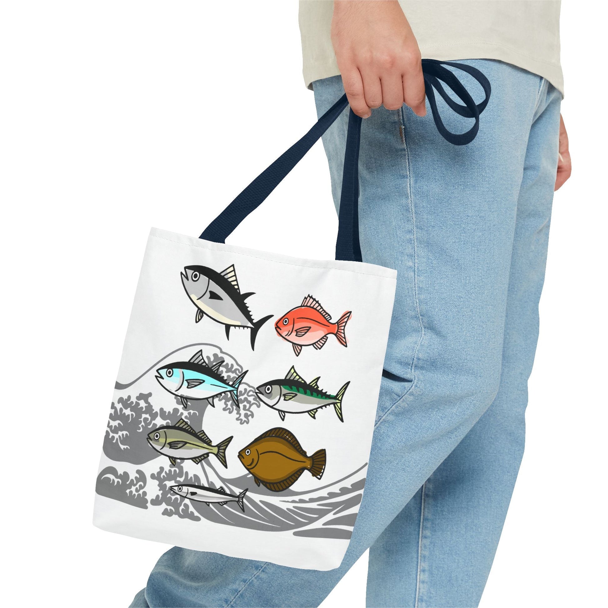 Fishermen Tote Bag- Japanese Fish Illustration Perfect for, Fishmongers and Ocean Lovers by IROHA studio