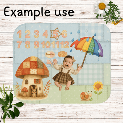 Baby Milestone Blanket – Bunny, Umbrella & Nature Design - Original (No Name) by IROHA-studio