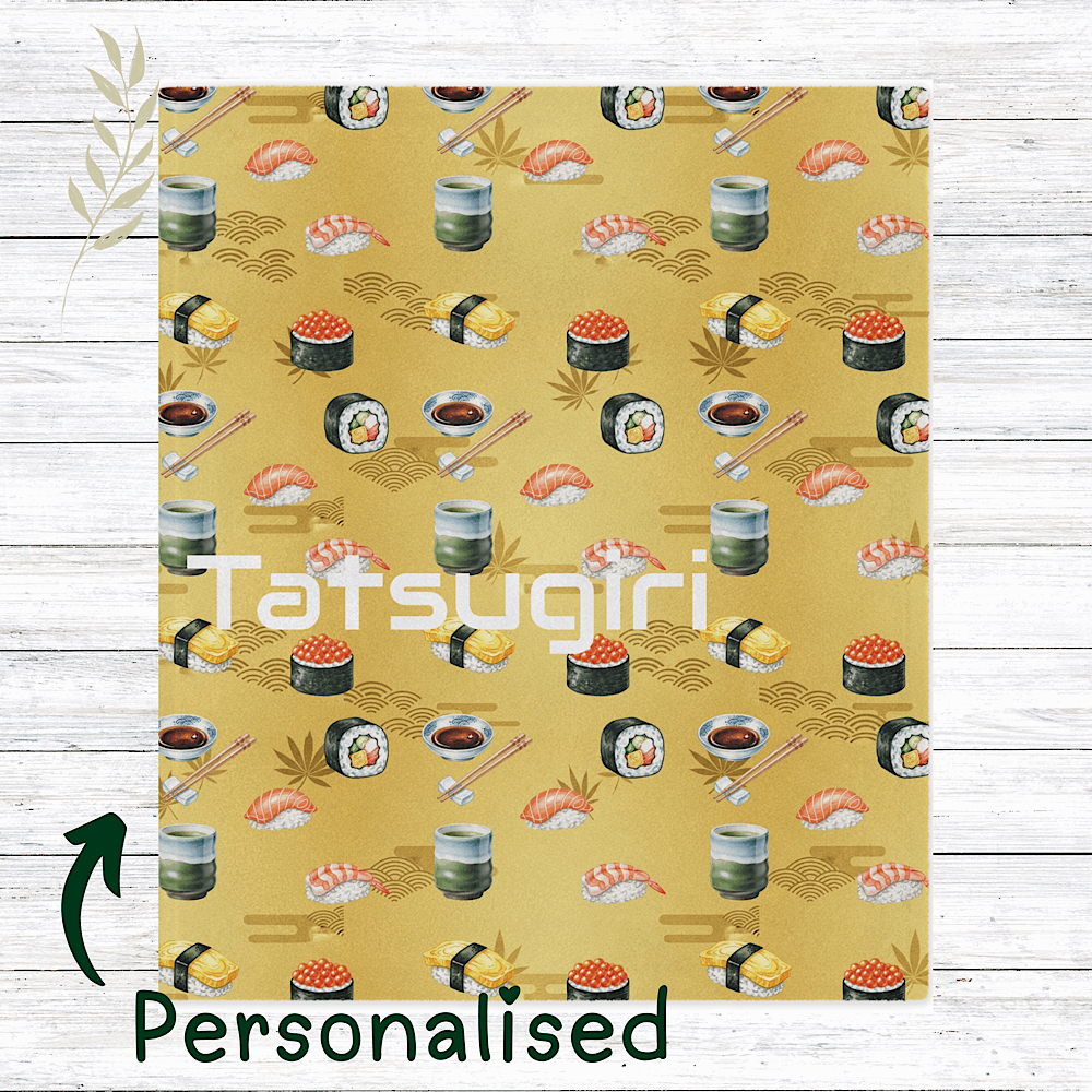 Personalised Sushi Throw Blanket (Gold) by IROHA-studio