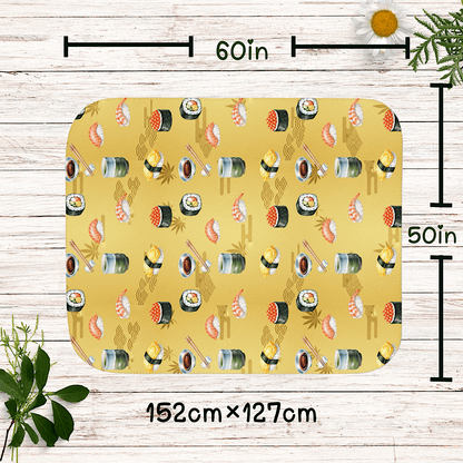 Personalized Sushi Throw Blanket (Gold) by IROHA-studio