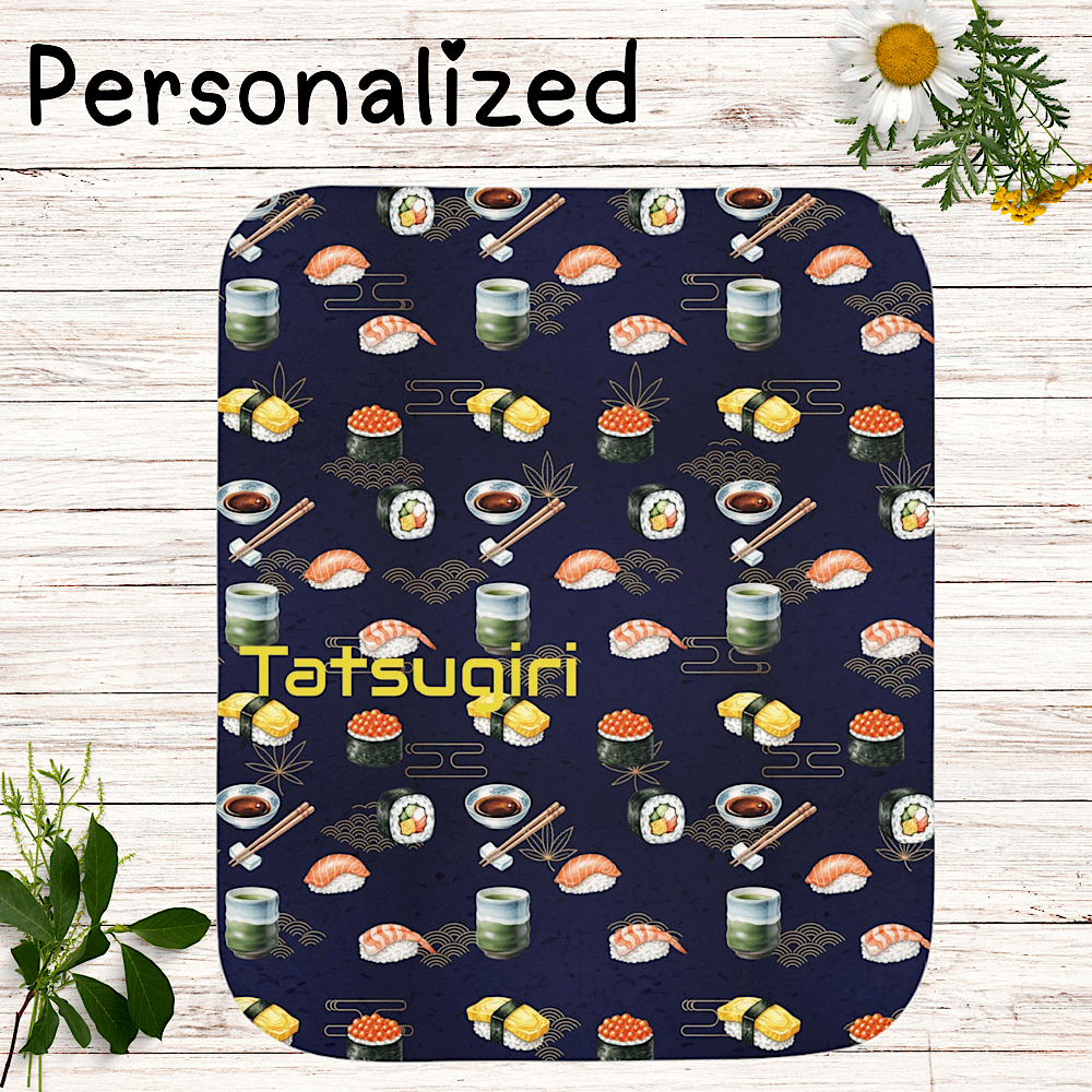Personalized Sushi Throw Blanket ( Navy ) by IROHA-studio