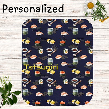 Personalized Sushi Throw Blanket ( Navy ) by IROHA-studio