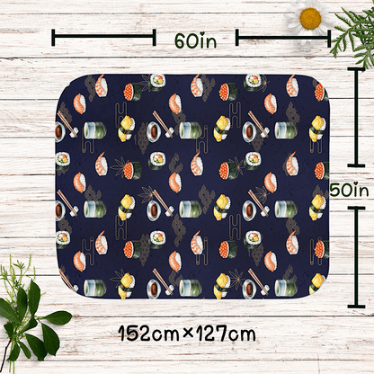 Personalized Sushi Throw Blanket ( Navy ) by IROHA-studio