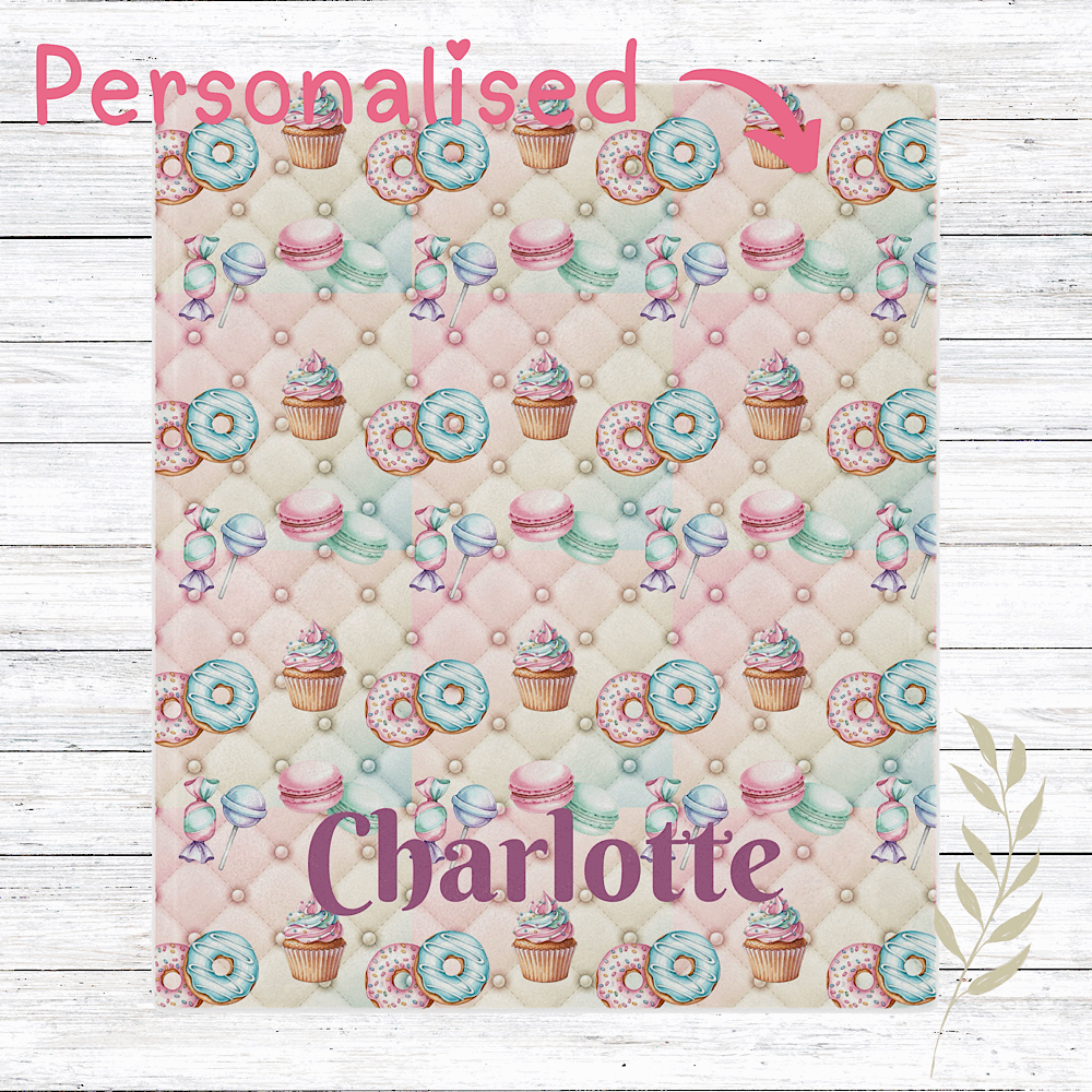 Personalised Sweet Treats Throw Blanket (Pink) by IROHA-studio