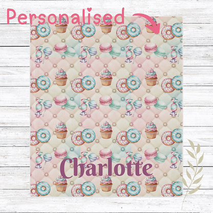 Personalised Sweet Treats Throw Blanket (Pink) by IROHA-studio