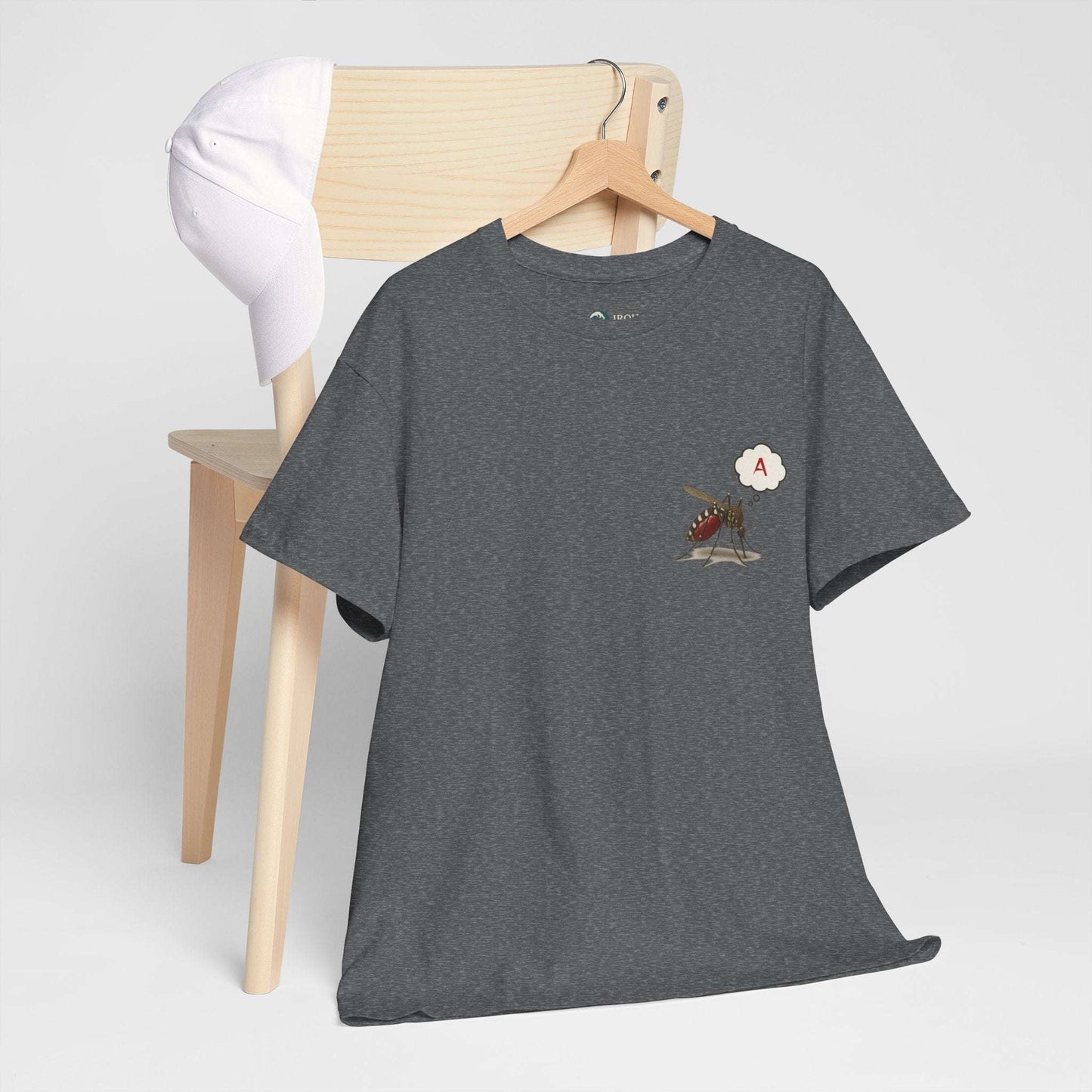A Blood Type T-Shirt - Funny Insect Tee Japanese Humour Gift Graphite Heather by IROHA-studio