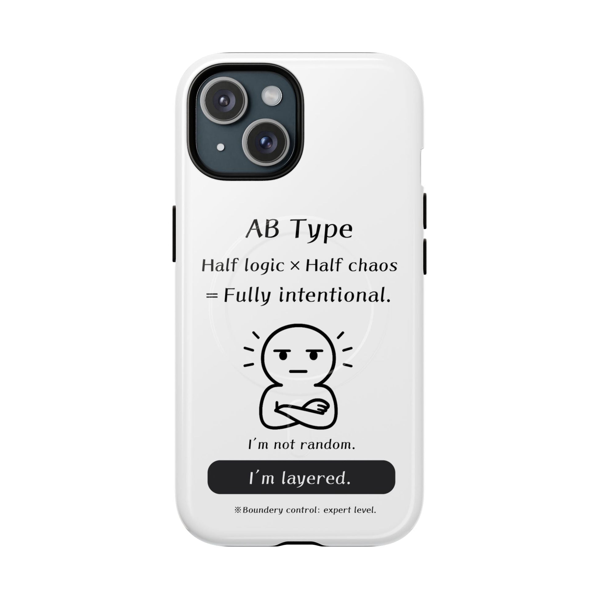 AB Blood Type Phone Case Magnetic Charging Compatible & Bold Personality Design iPhone 15 Glossy by IROHA studio