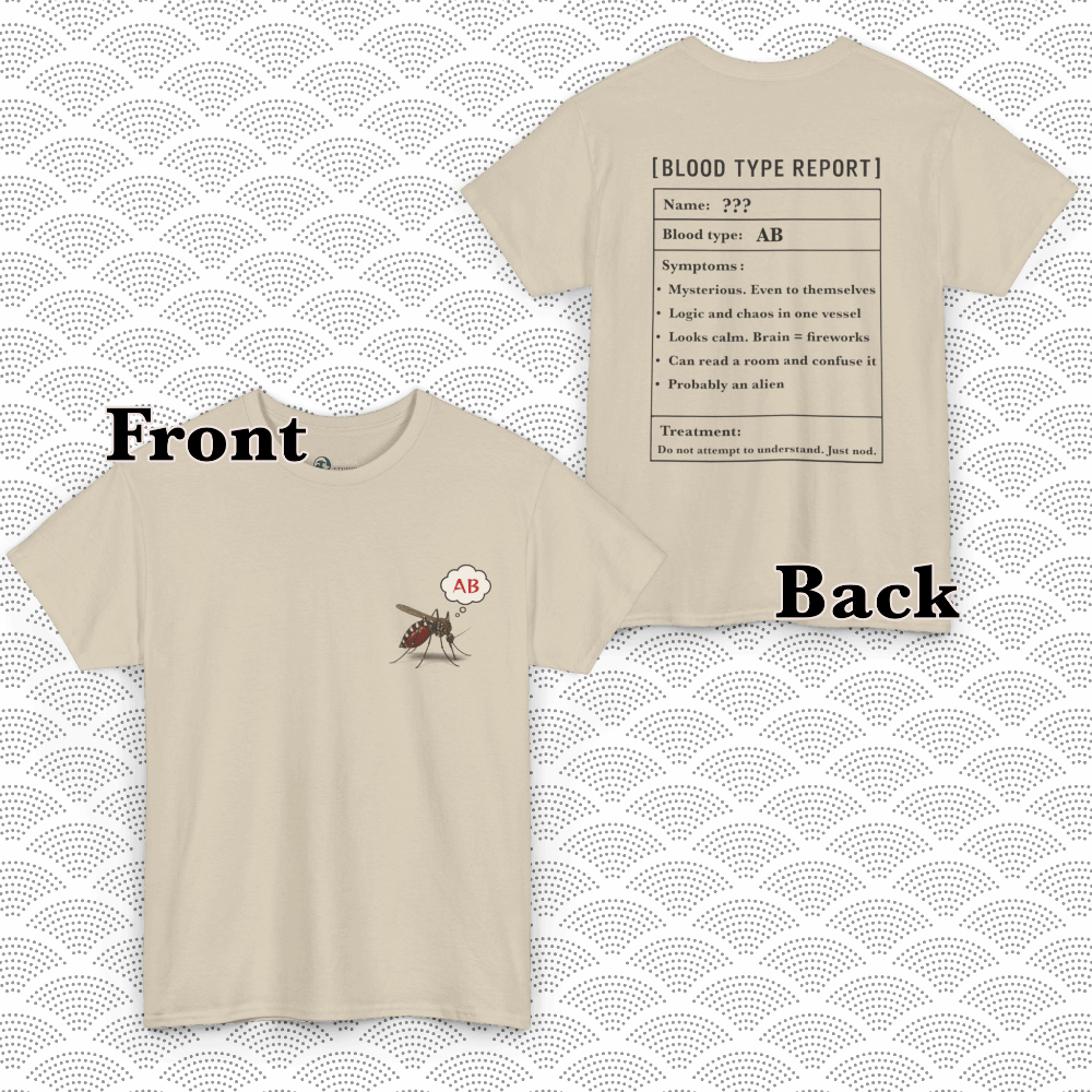 AB Blood Type T-Shirt – Funny Insect Tee Japanese Humour Gift Sand by IROHA-studio