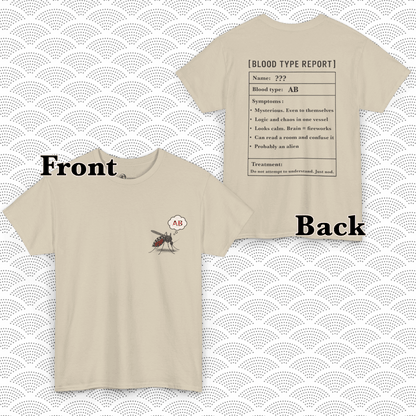 AB Blood Type T-Shirt – Funny Insect Tee Japanese Humour Gift Sand by IROHA-studio