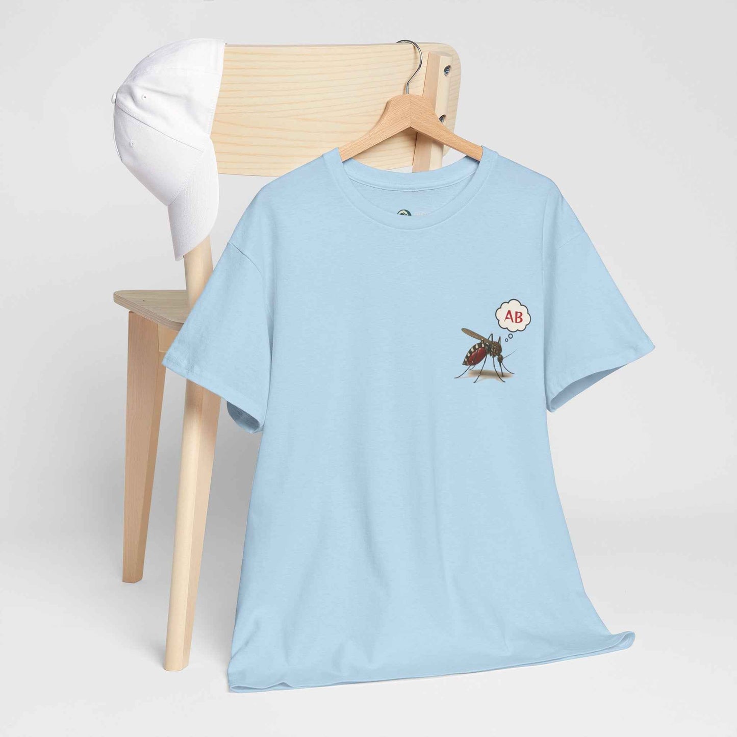 AB Blood Type T-Shirt - Funny Insect Tee Japanese Humour Gift Light Blue by IROHA-studio