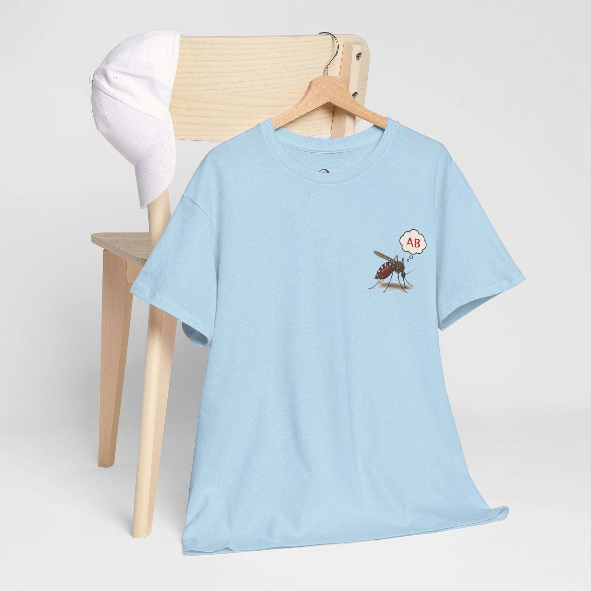 AB Blood Type T-Shirt – Funny Insect Tee Japanese Humour Gift Light Blue by IROHA-studio