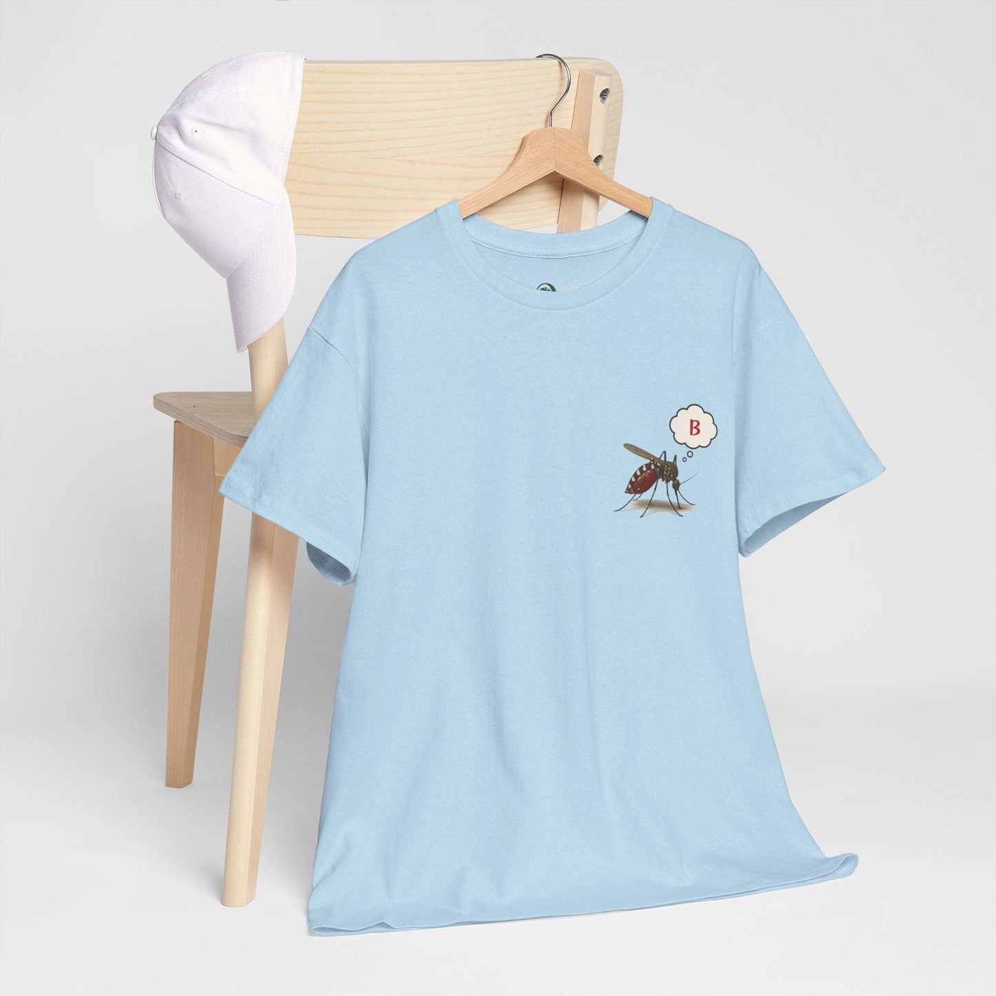B Blood Type T-Shirt - Funny Insect Tee Japanese Humour Gift Light Blue by IROHA-studio
