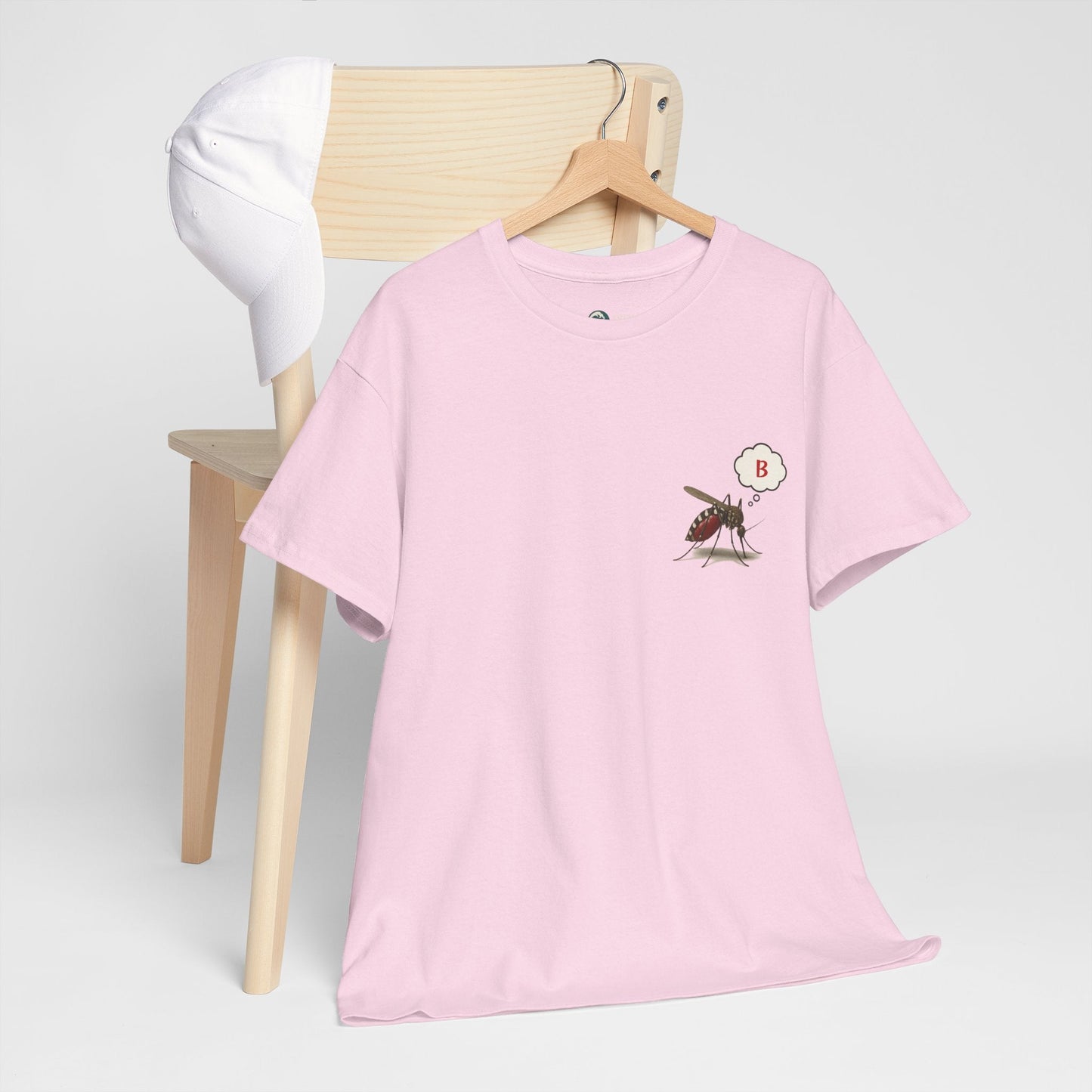 B Blood Type T-Shirt - Funny Insect Tee Japanese Humour Gift Light Pink by IROHA-studio