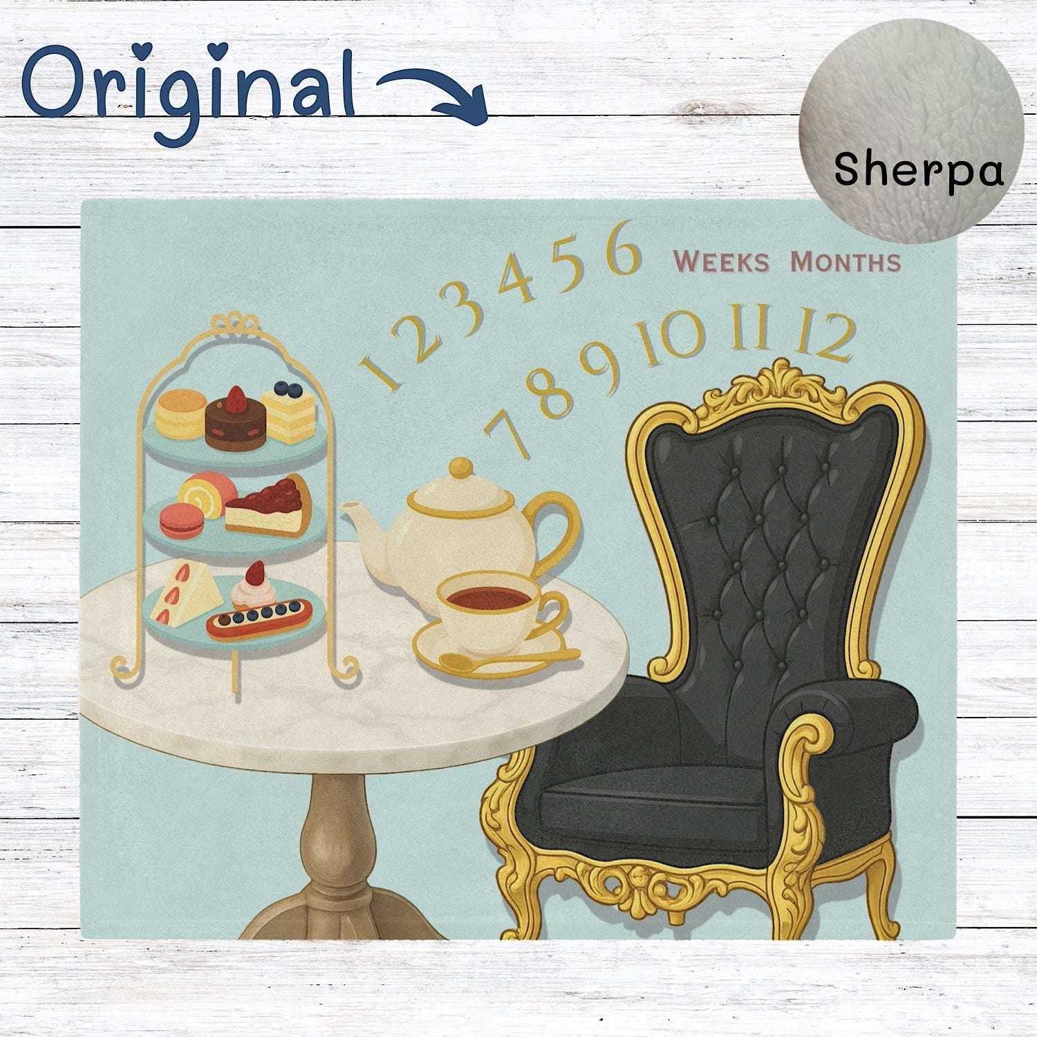 Baby Milestone Blanket Afternoon Tea theme Original (No name) by IROHA studio