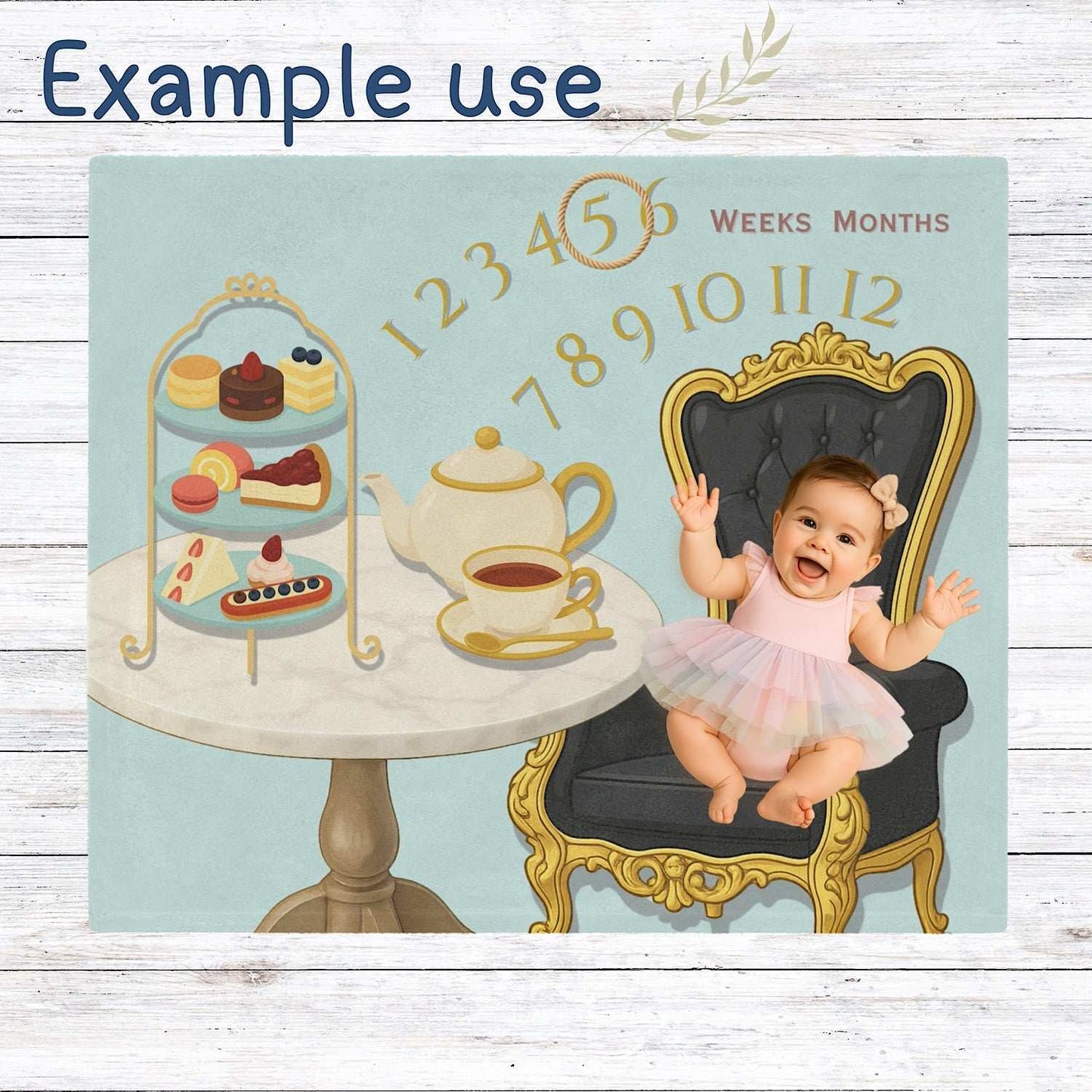 Baby Milestone Blanket Afternoon Tea theme Original (No name) by IROHA studio