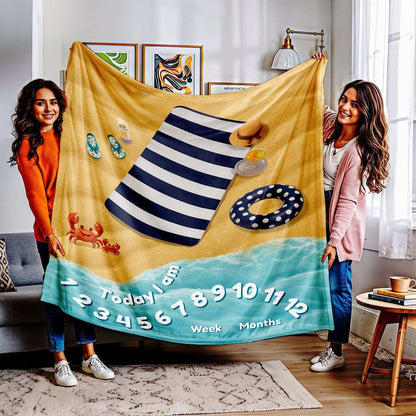 Baby Milestone Blanket Blue Beach theme–Original (No Name) by IROHA studio