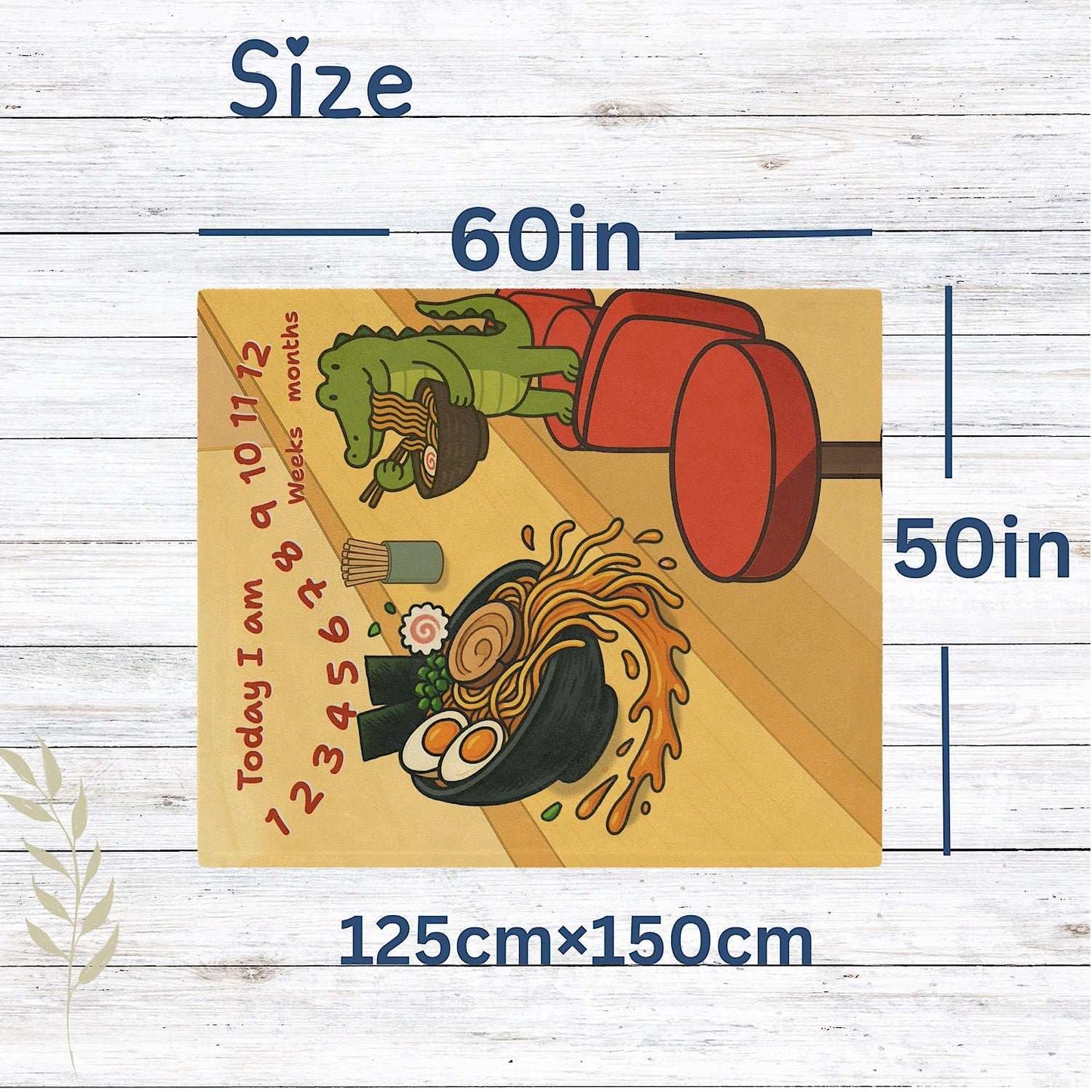Baby Milestone Blanket Cute Crocodile Ramen Design -Original (No Name) by IROHA studio