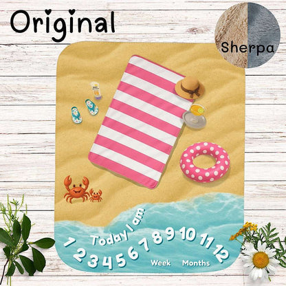 Baby Milestone Blanket Pink Beach theme - Original (No Name) by IROHA studio