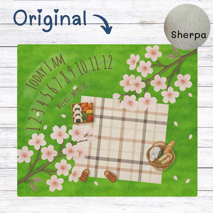 Baby Milestone Blanket Sakura Picnic Theme - Original (No Name) by IROHA studio