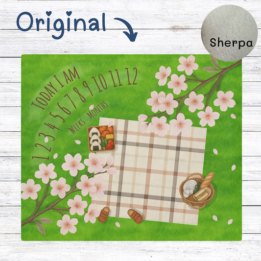 Photo of Baby Milestone Blanket Sakura Picnic Theme - Original (No Name) from IROHA - STUDIO