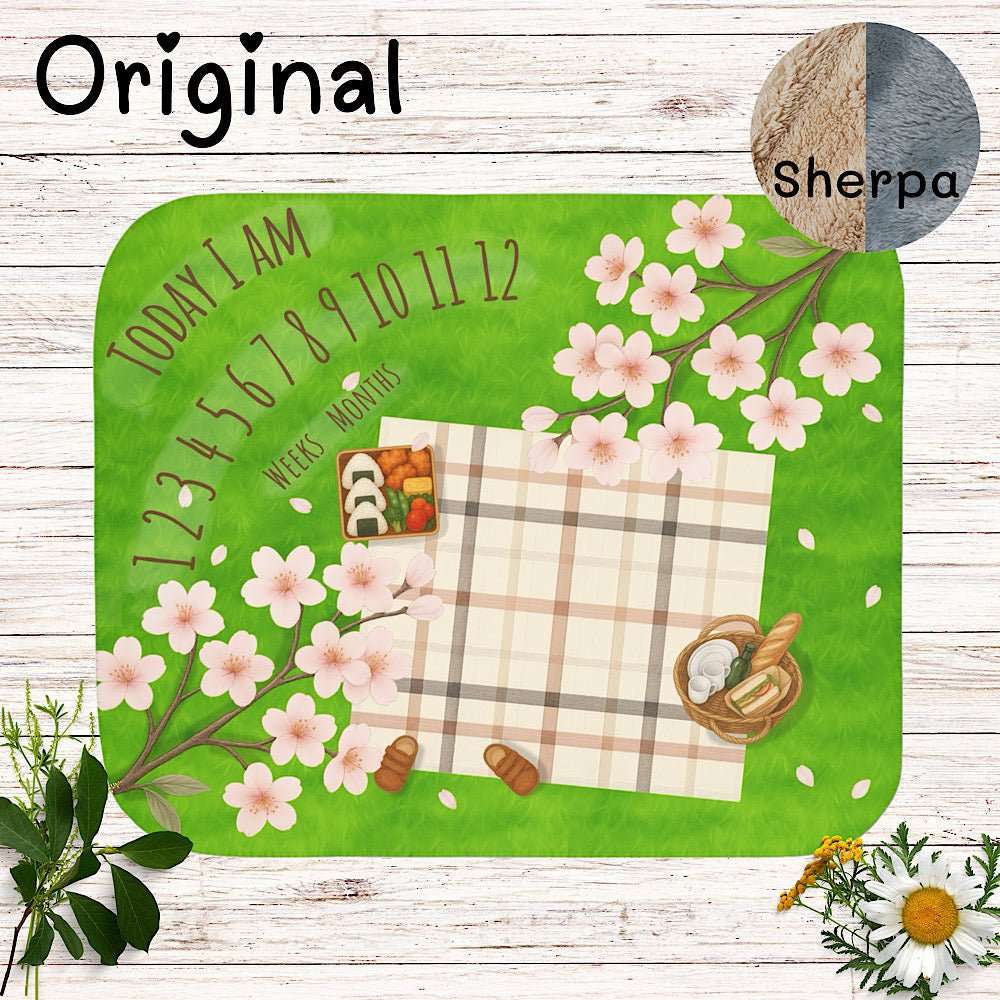 Baby Milestone Blanket Sakura Picnic Theme - Original (No Name) by IROHA studio