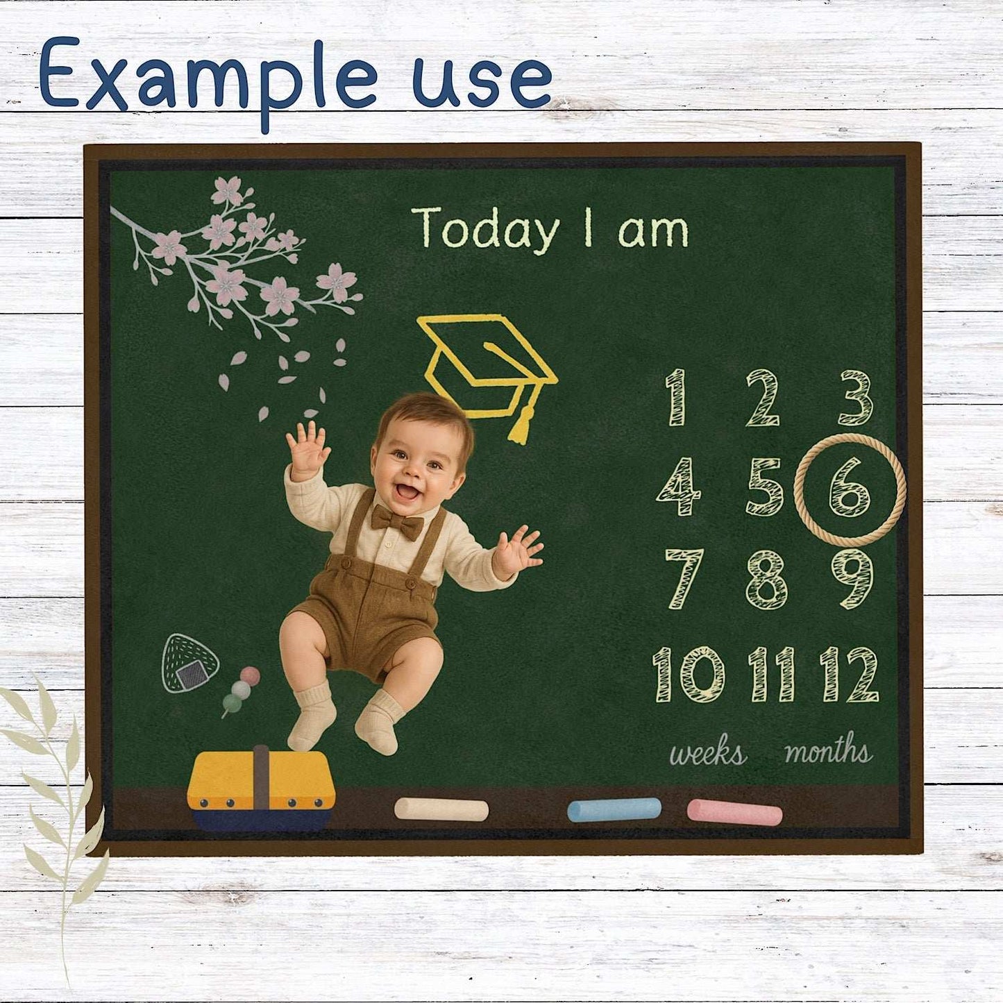 Baby Milestone Blanket School Chalkboard Design - Original (No Name) by IROHA studio