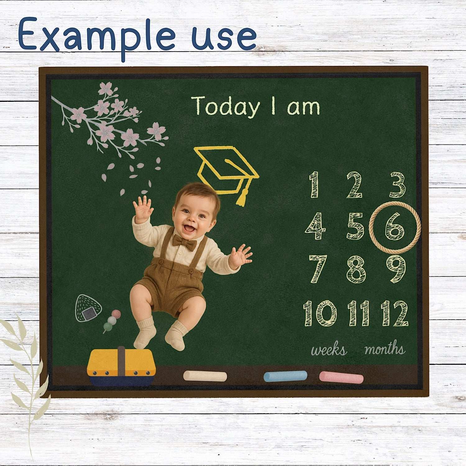 Baby Milestone Blanket School Chalkboard Design - Original (No Name) by IROHA studio