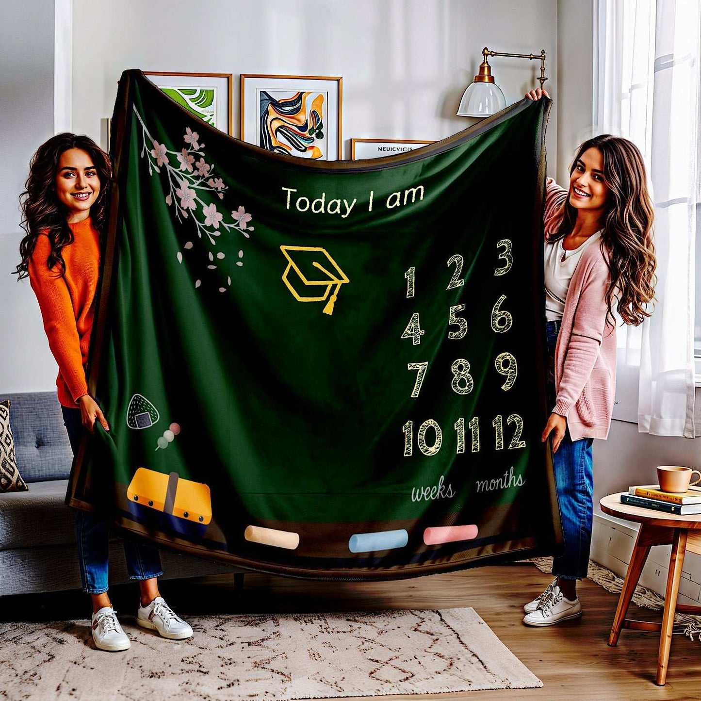 Baby Milestone Blanket School Chalkboard Design - Original (No Name) by IROHA studio