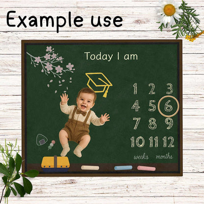 Baby Milestone Blanket School Chalkboard Design - Original (No Name) by IROHA studio