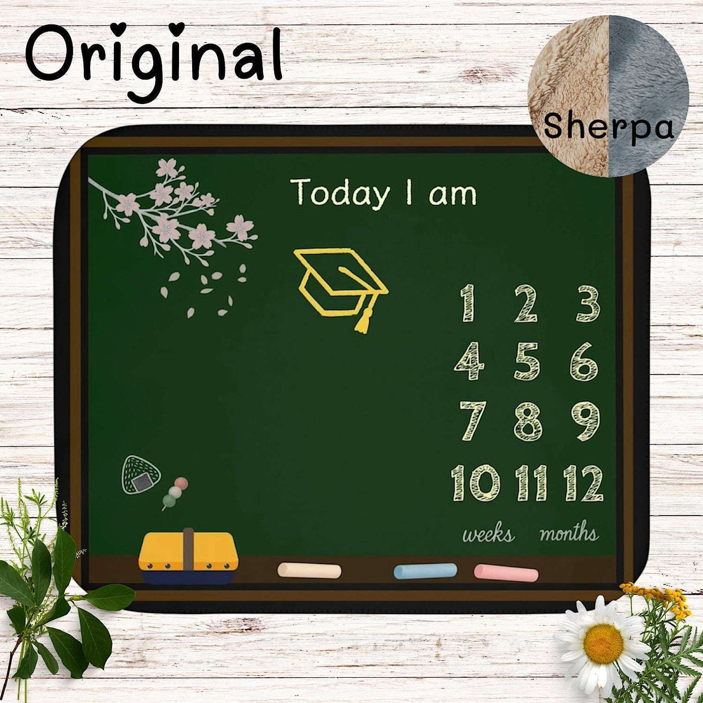 Baby Milestone Blanket School Chalkboard Design - Original (No Name) by IROHA studio