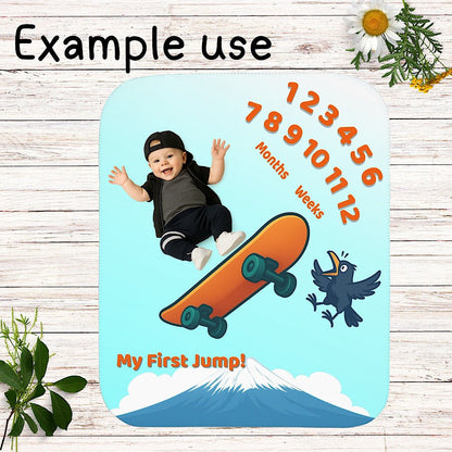 Personalized Baby Milestone Blanket - Skateboard Theme (With Name) by IROHA-studio