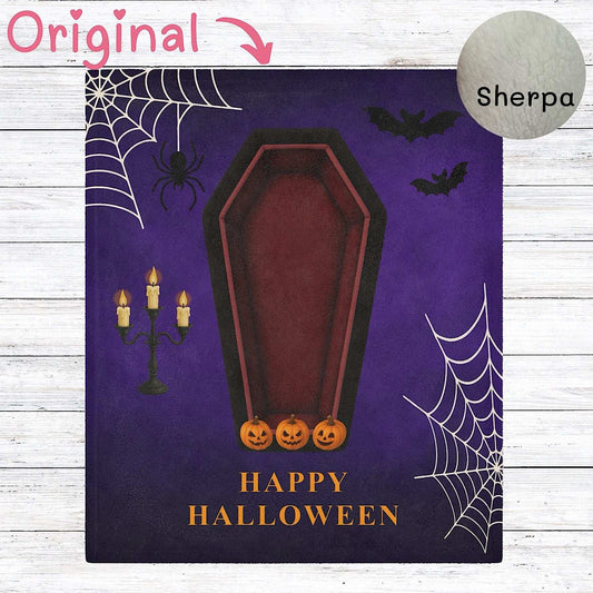 Halloween Baby Blanket – Halloween Vampire Coffin Scene by IROHA studio
