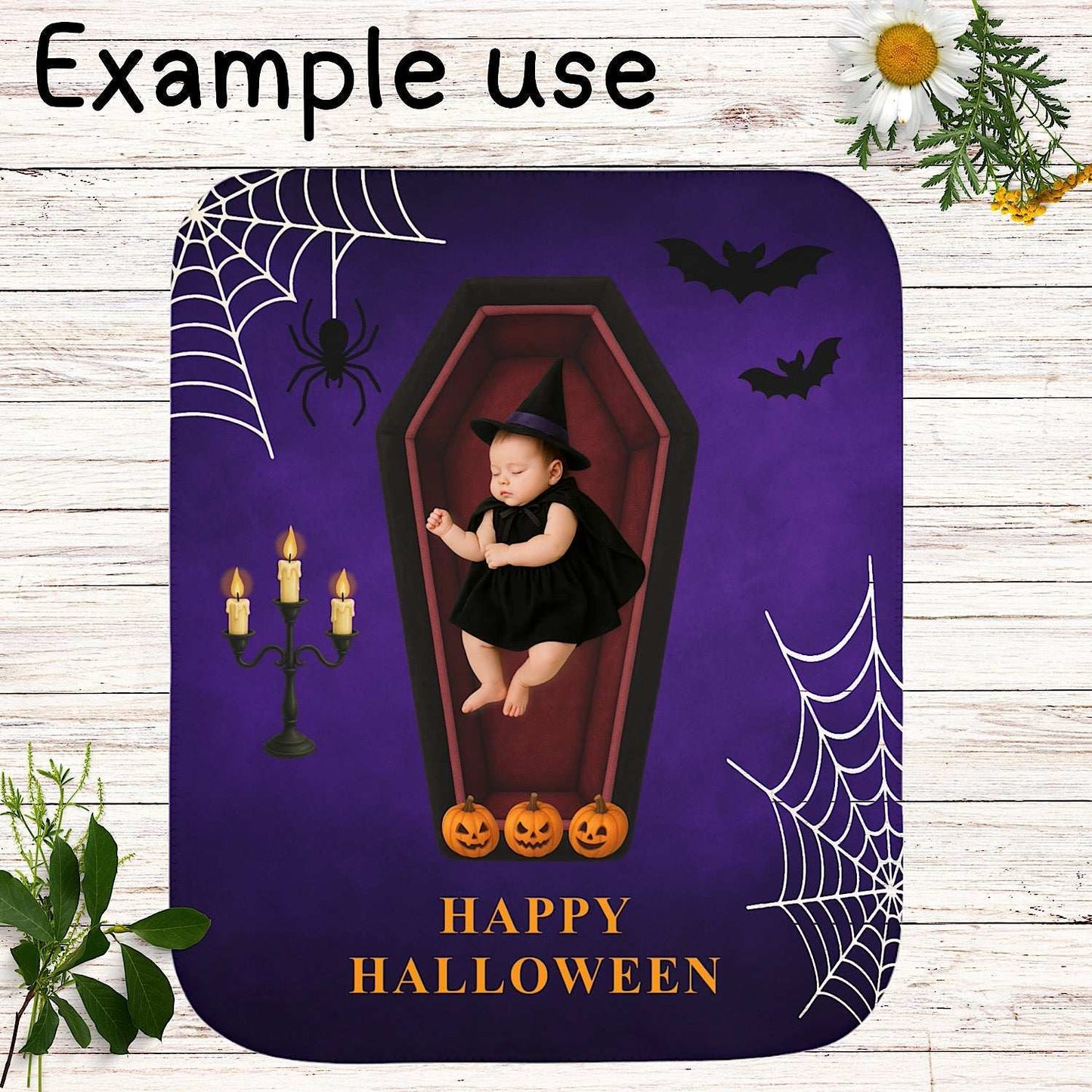 Halloween Baby Blanket Vampire Coffin Scene for Memorable Photos by IROHA studio