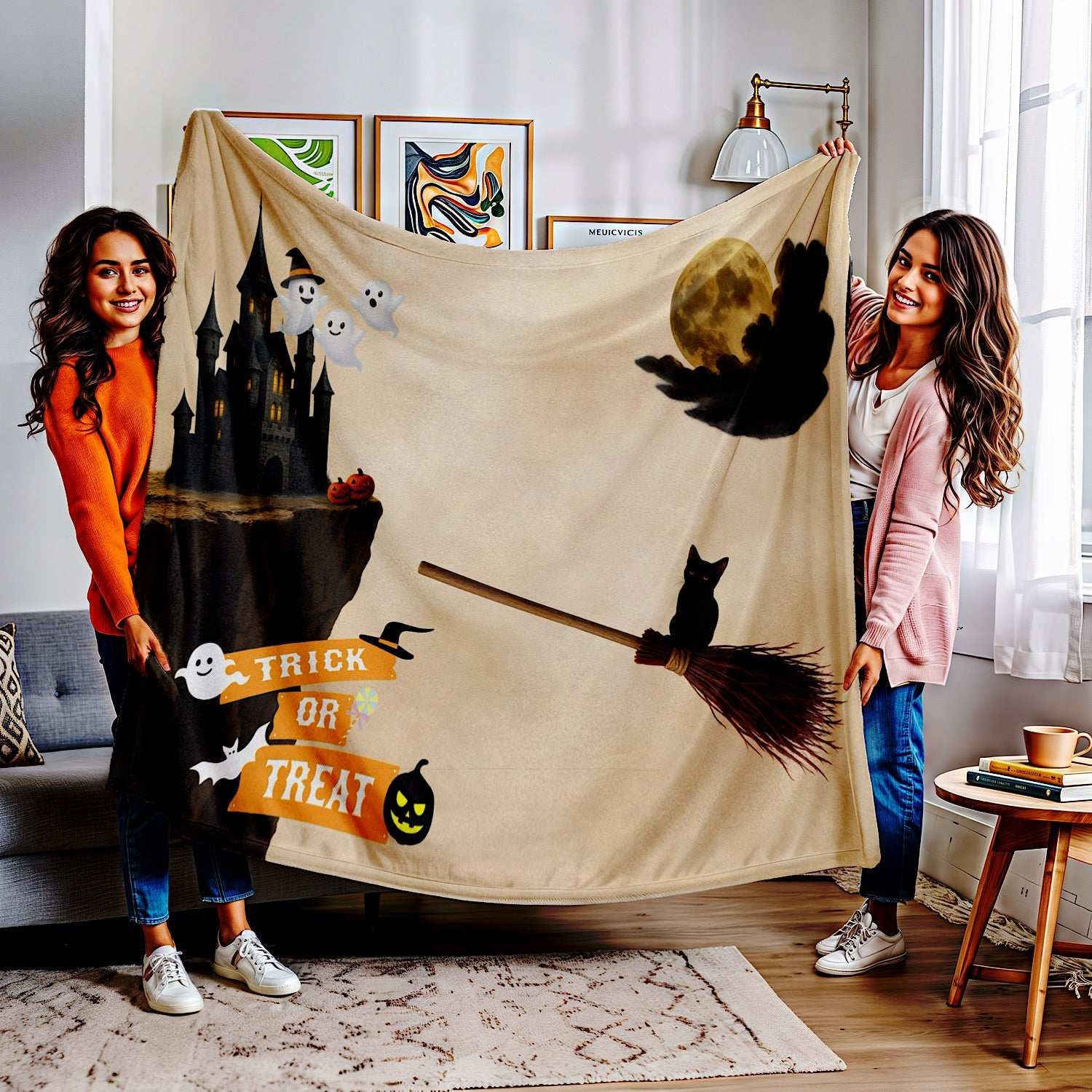 Halloween Photo Prop Baby Blanket for Spooky Cute Pictures (Beige) by IROHA studio