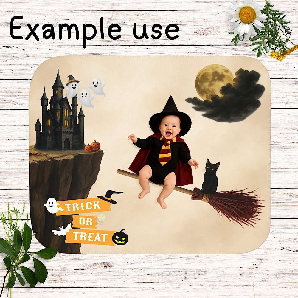 Halloween Photo Prop Baby Blanket for Spooky Cute Pictures (Beige) by IROHA studio