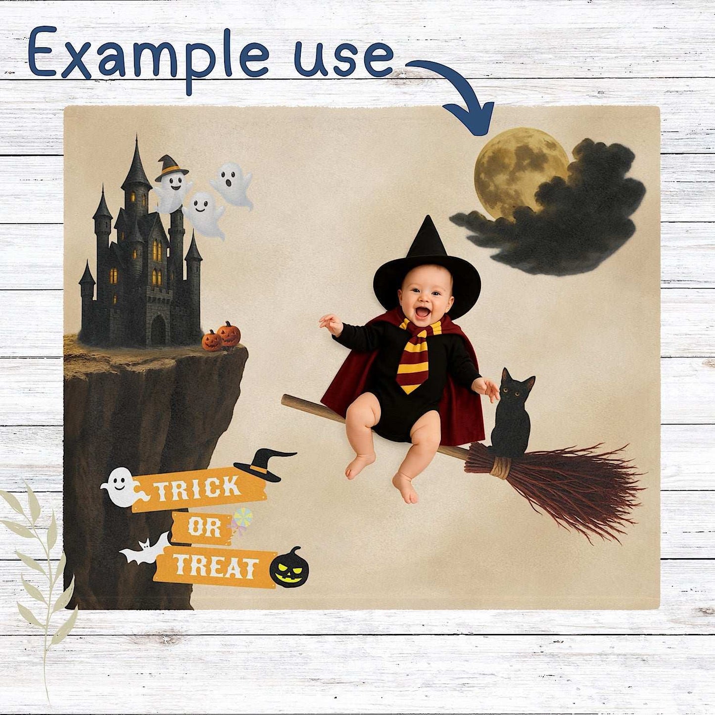 Halloween Photo Prop Baby Blanket for spooky Cute pictures (Beige) by IROHA studio