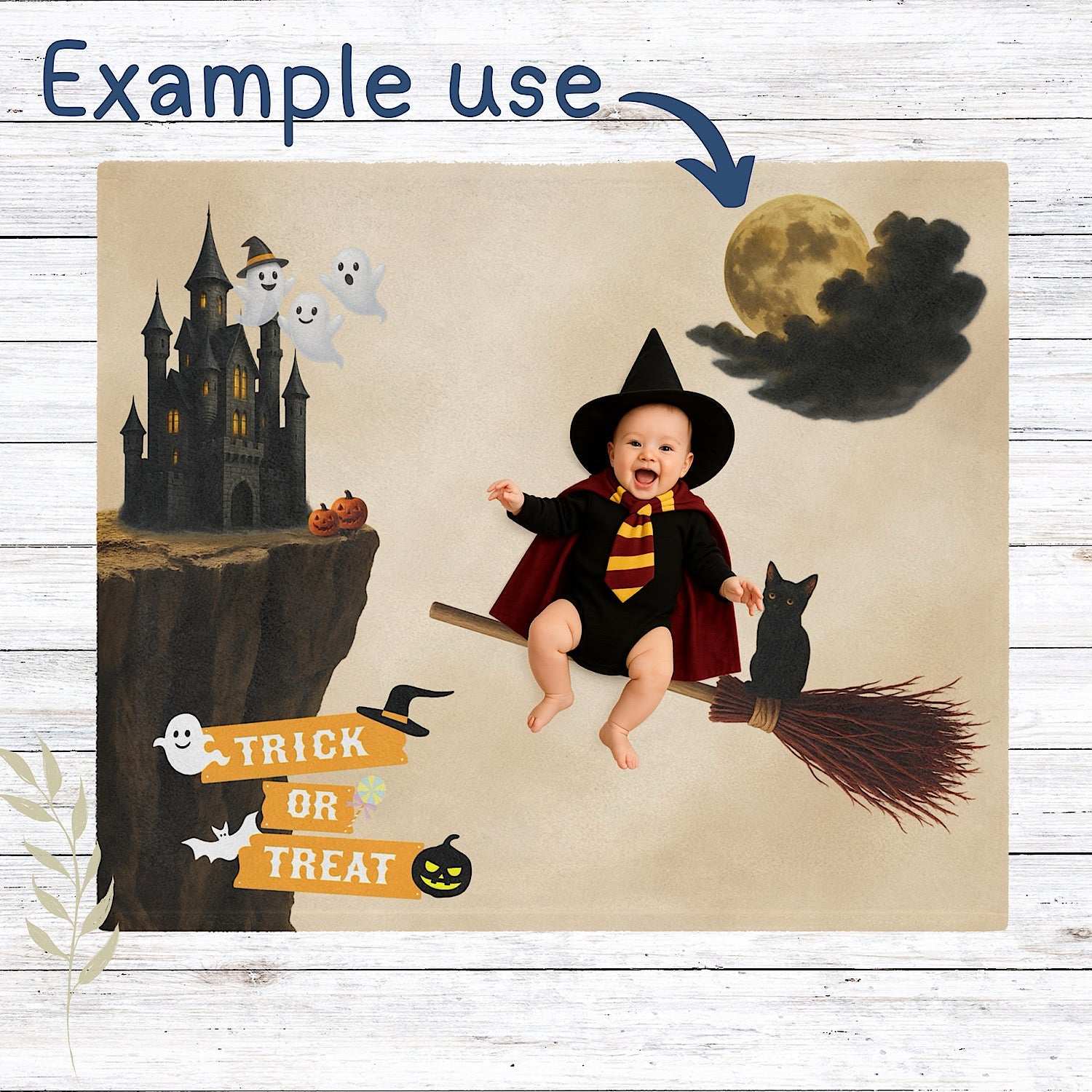 Halloween Photo Prop Baby Blanket for spooky Cute pictures (Beige) by IROHA studio