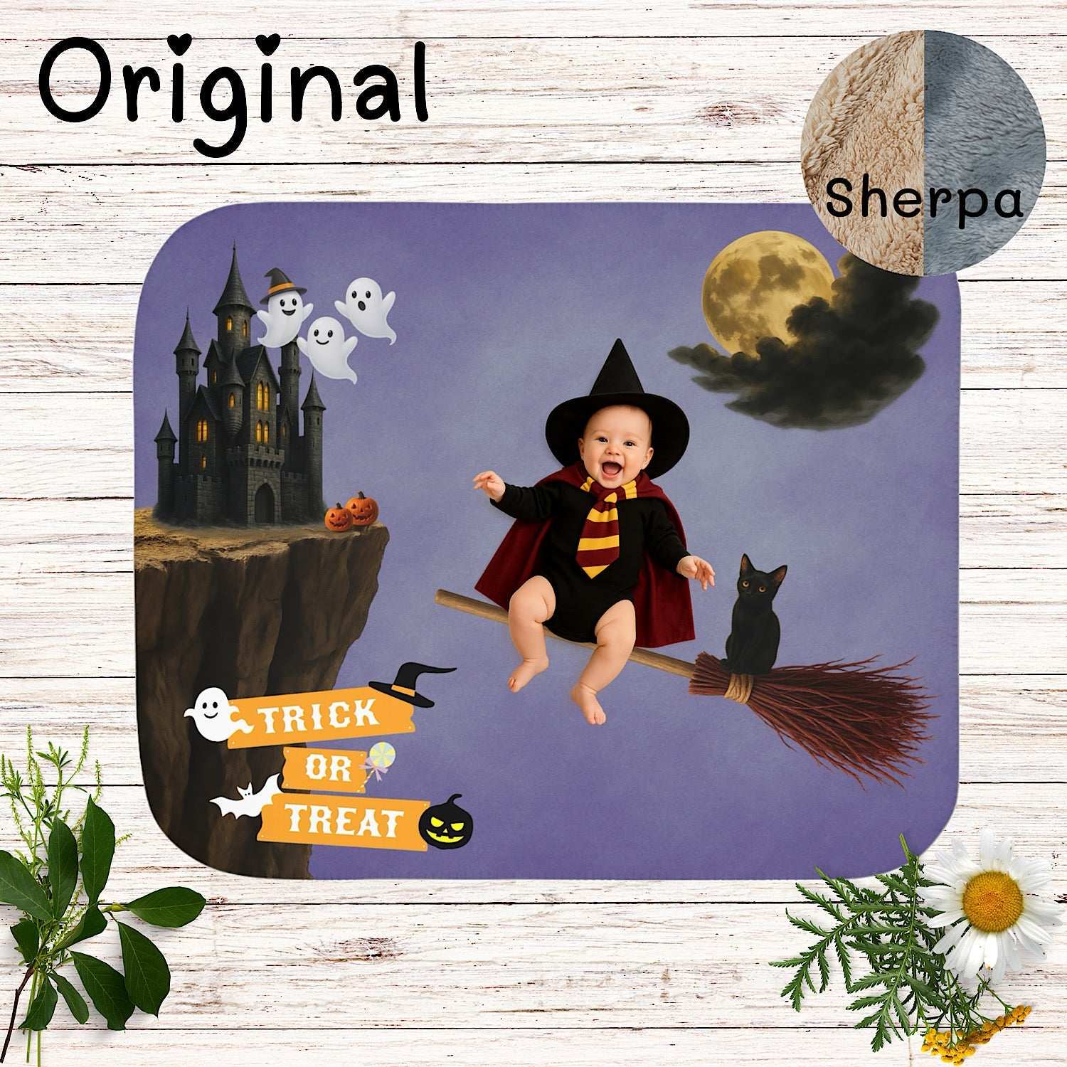 Halloween Photo Prop Baby Blanket for SpookyCute Pictures (Purple) by IROHA studio