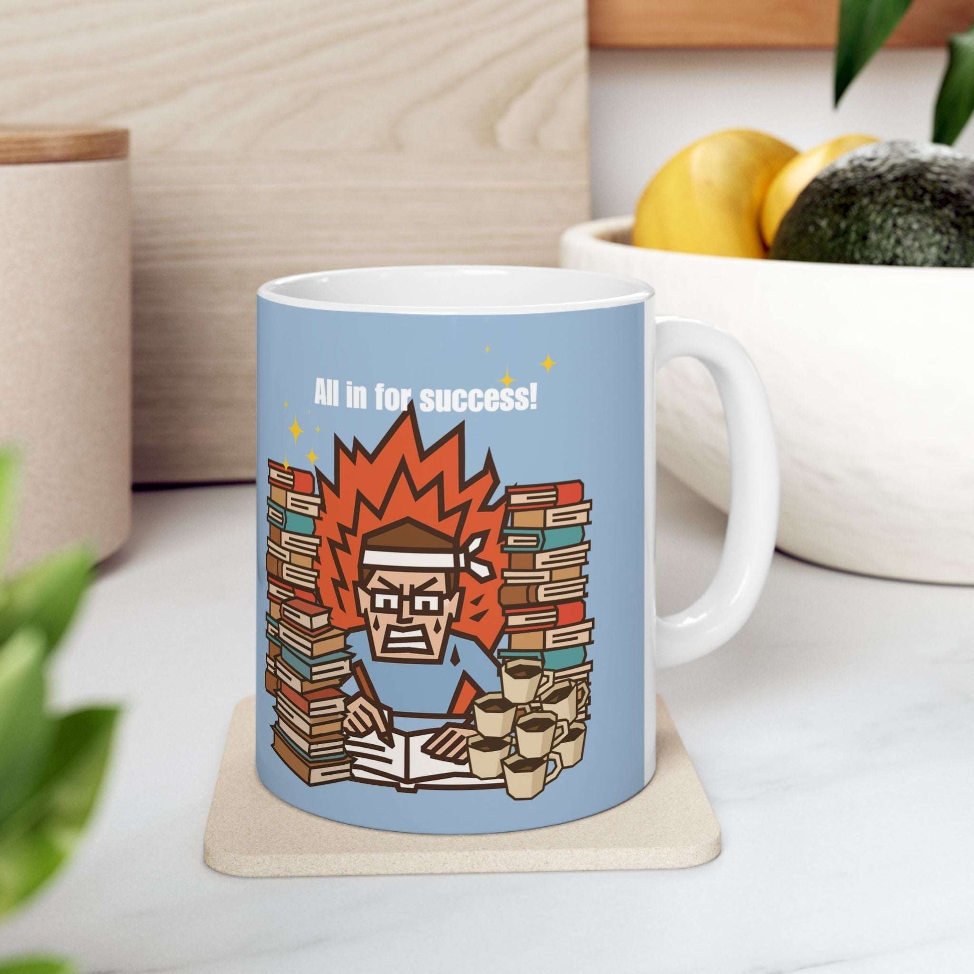 Hustle Fuel Mug (Boy)| Motivational Coffee Cup for Study & Work” by IROHA-studio