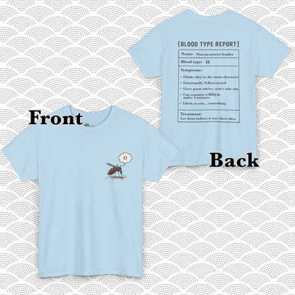 O Blood Type T-Shirt – Funny Insect Tee Japanese Humour Gift Light Blue by IROHA-studio