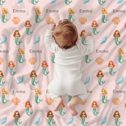 Personalised Baby Blanket Mermaid (3colour)- Best Baby Gift by IROHA studio